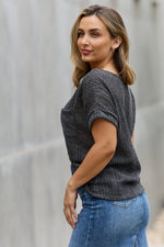 Load image into Gallery viewer, e.Luna Full Size Chunky Knit Short Sleeve Top in Gray
