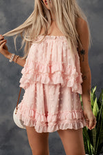 Load image into Gallery viewer, Swiss Dot Ruffled Strapless Romper
