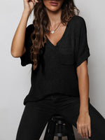 Load image into Gallery viewer, V-Neck Slit High-Low Knit Top
