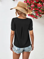 Load image into Gallery viewer, Cutout Round Neck Petal Sleeve Blouse
