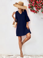 Load image into Gallery viewer, V-Neck Flare Sleeve Mini Dress
