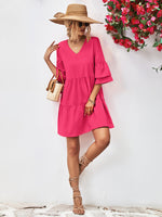 Load image into Gallery viewer, V-Neck Flare Sleeve Mini Dress
