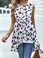 Load image into Gallery viewer, Leopard High-Low Sleeveless Shirt
