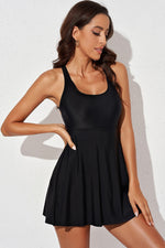 Load image into Gallery viewer, Halter Neck Open Back Swim Dress
