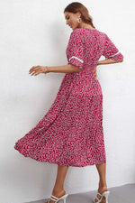 Load image into Gallery viewer, Floral V-Neck Smocked Waist Midi Dress
