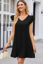 Load image into Gallery viewer, Ruffled V-Neck Flutter Sleeve Dress
