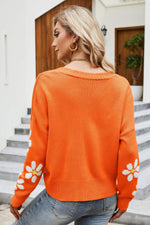 Load image into Gallery viewer, Floral Ribbed Trim Drop Shoulder Cardigan
