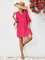 Load image into Gallery viewer, V-Neck Flare Sleeve Mini Dress
