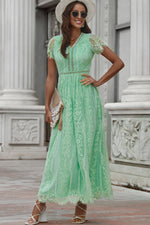 Load image into Gallery viewer, Scalloped Trim Lace Plunge Dress
