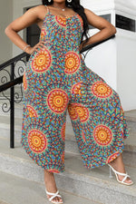 Load image into Gallery viewer, Plus Size Printed Spaghetti Strap Wide Leg Jumpsuit
