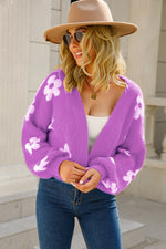 Load image into Gallery viewer, Floral Open Front Fuzzy Cardigan
