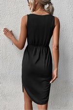 Load image into Gallery viewer, V-Neck Curved Hem Sleeveless Dress
