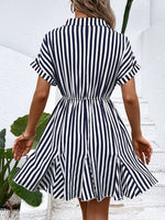 Load image into Gallery viewer, Striped Johnny Collar Mini Dress
