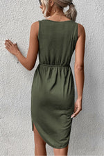 Load image into Gallery viewer, V-Neck Curved Hem Sleeveless Dress
