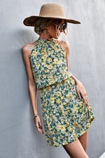 Load image into Gallery viewer, Floral Tied Sleeveless Mini Dress
