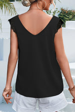 Load image into Gallery viewer, Lace Detail Eyelash Trim V-Neck Tank
