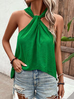 Load image into Gallery viewer, Ruched Grecian Sleeveless Blouse
