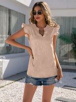 Load image into Gallery viewer, Notched Neck Butterfly Sleeve Blouse
