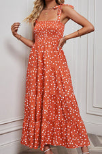 Load image into Gallery viewer, Polka Dot Smocked Tiered Sleeveless Dress
