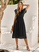 Load image into Gallery viewer, V-Neck Flutter Sleeve Midi Dress
