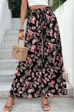 Load image into Gallery viewer, Floral Pull-On Wide Leg Pants
