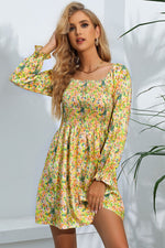 Load image into Gallery viewer, Floral Smocked Square Neck Dress
