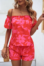 Load image into Gallery viewer, Floral Off-Shoulder Top and Shorts Set
