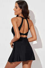 Load image into Gallery viewer, Halter Neck Open Back Swim Dress
