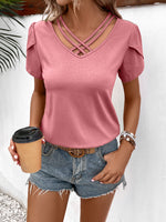 Load image into Gallery viewer, Strappy V-Neck Petal Sleeve Top
