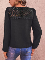 Load image into Gallery viewer, Swiss Dot Lace Trim Long Sleeve Blouse
