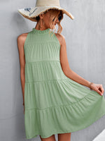 Load image into Gallery viewer, Tie Back Mock Neck Tiered Dress
