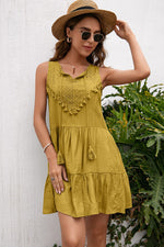 Load image into Gallery viewer, Tassel Tie Lace Trim Sleeveless Dress
