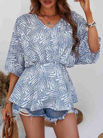 Load image into Gallery viewer, Printed V-Neck Dolman Sleeve Blouse
