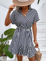 Load image into Gallery viewer, Striped Johnny Collar Mini Dress
