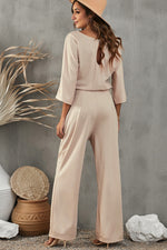 Load image into Gallery viewer, Belted Three-Quarter Sleeve Jumpsuit
