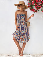 Load image into Gallery viewer, Printed Strapless Tie Belt Dress
