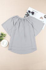 Load image into Gallery viewer, Gathered Detail Notched Neck Flutter Sleeve Top
