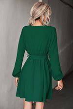 Load image into Gallery viewer, Contrast V-Neck Belted Dress
