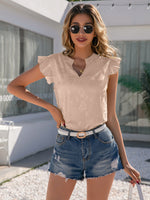 Load image into Gallery viewer, Notched Neck Butterfly Sleeve Blouse
