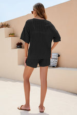 Load image into Gallery viewer, Openwork V-Neck Top and Shorts Set
