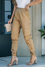 Load image into Gallery viewer, Elastic Waist Ankle-Length Cargo Joggers
