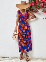 Load image into Gallery viewer, Multicolored V-Neck Backless Midi Dress
