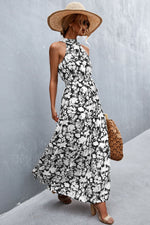 Load image into Gallery viewer, Printed Sleeveless Tie Waist Maxi Dress
