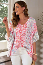 Load image into Gallery viewer, Mixed Print V-Neck Blouse
