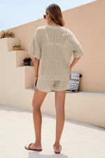 Load image into Gallery viewer, Openwork V-Neck Top and Shorts Set
