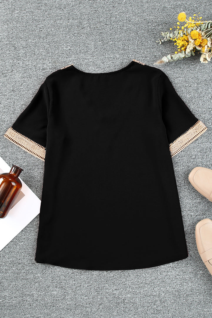 Contrast V-Neck Blouse