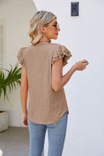 Load image into Gallery viewer, Smocked Flutter Sleeve V-Neck Top
