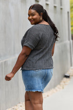 Load image into Gallery viewer, e.Luna Full Size Chunky Knit Short Sleeve Top in Gray
