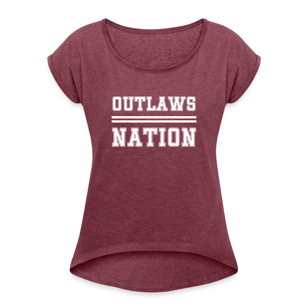 Women's Roll Cuff T-Shirt - heather burgundy