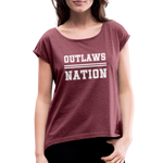 Load image into Gallery viewer, Women&#39;s Roll Cuff T-Shirt - heather burgundy
